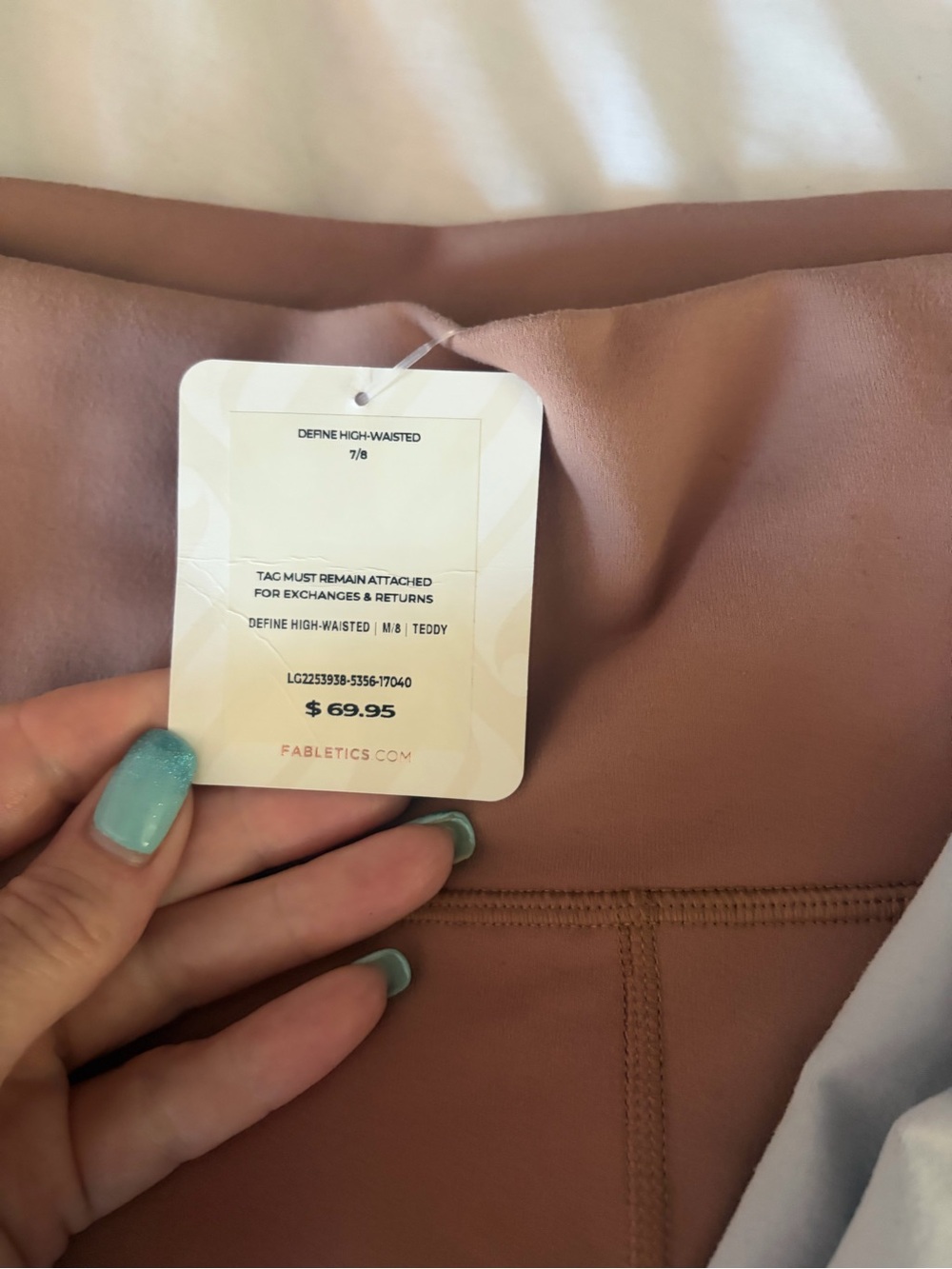 Fabletics On-The-Go High-Waisted Legging — Mineral Gray & Dusty Rose Accent - Picture 3 of 5